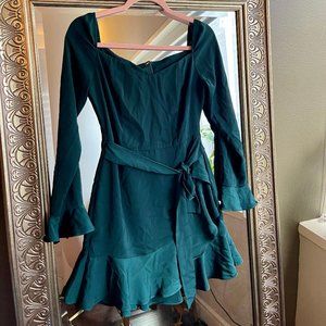 NEW Superdown Ruffle Mini Dress Jade Green Small